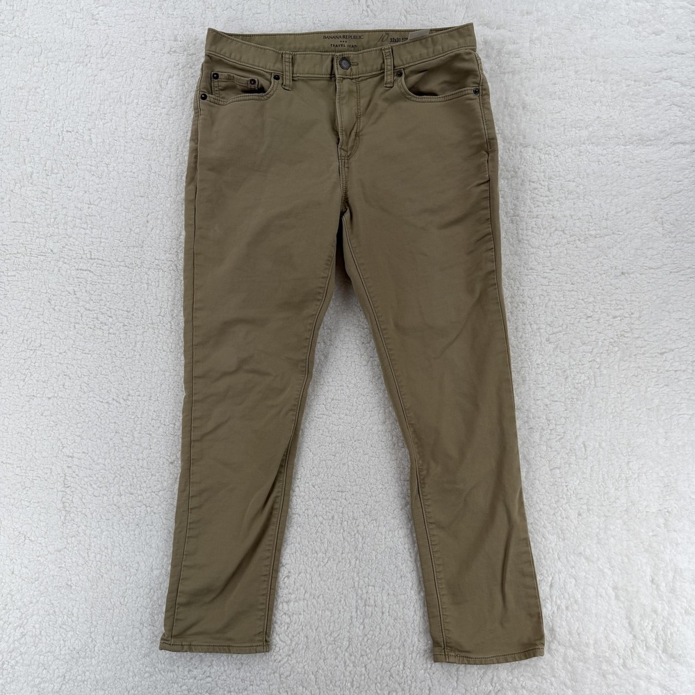 Banana‎ Republic Travel Jean Mens 32x27 Khaki Athletic Fit Stretch Chino Pants